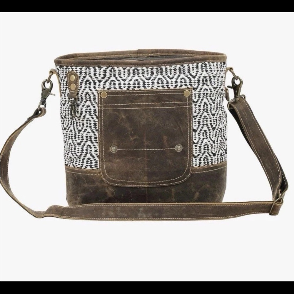 Myra Bag Gray and Cream Interior Tote